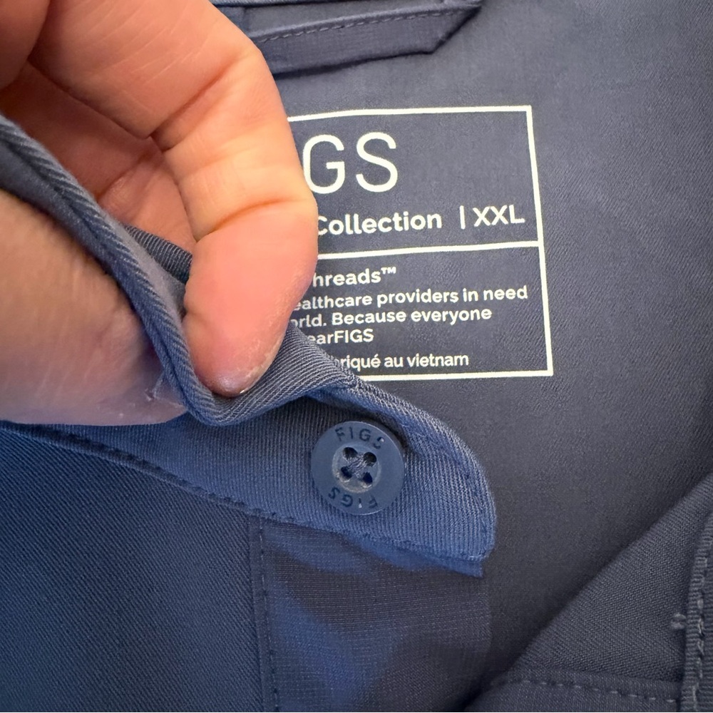 NWOT Figs Lima Polo Pale Blue Performance Stretch Scrub Top Mens XXL Hospital - Picture 4 of 6